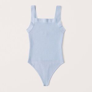 Square Neck Knit Light Blue Bodysuit